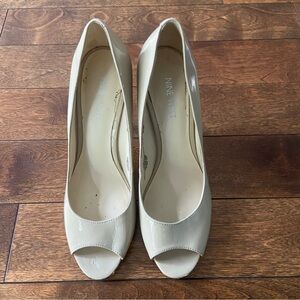 Nine West Bone Patent Peep Toe Heels